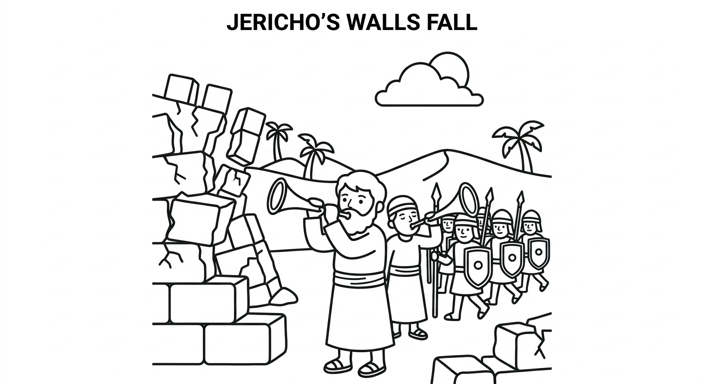 Dibujo para colorear: Josué y Jericó