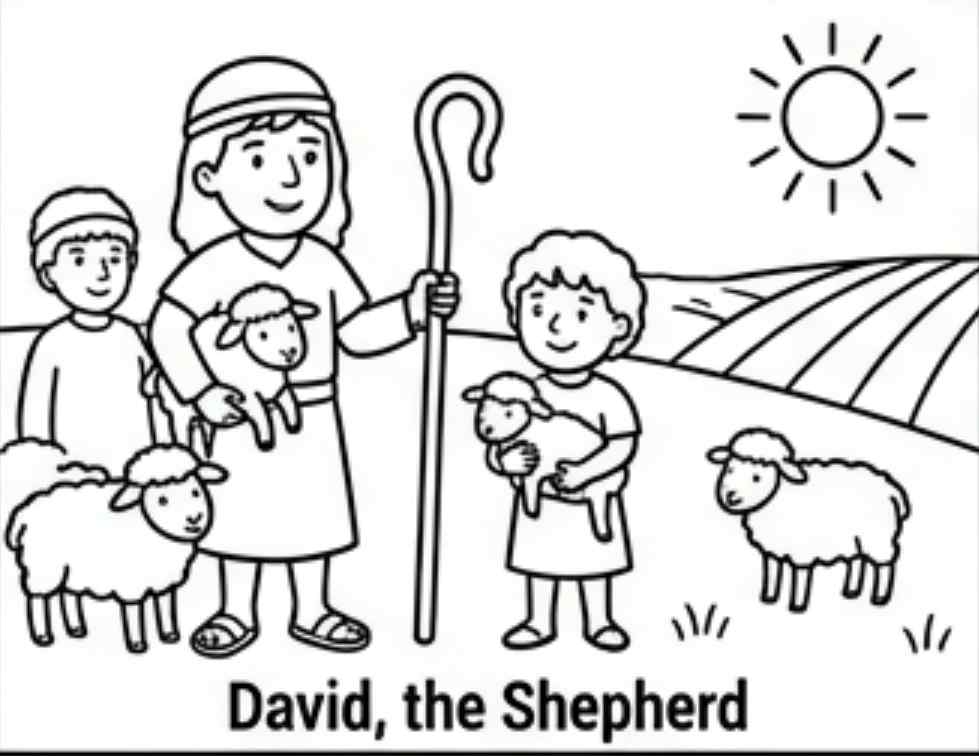Dibujo para colorear: David, el pastor