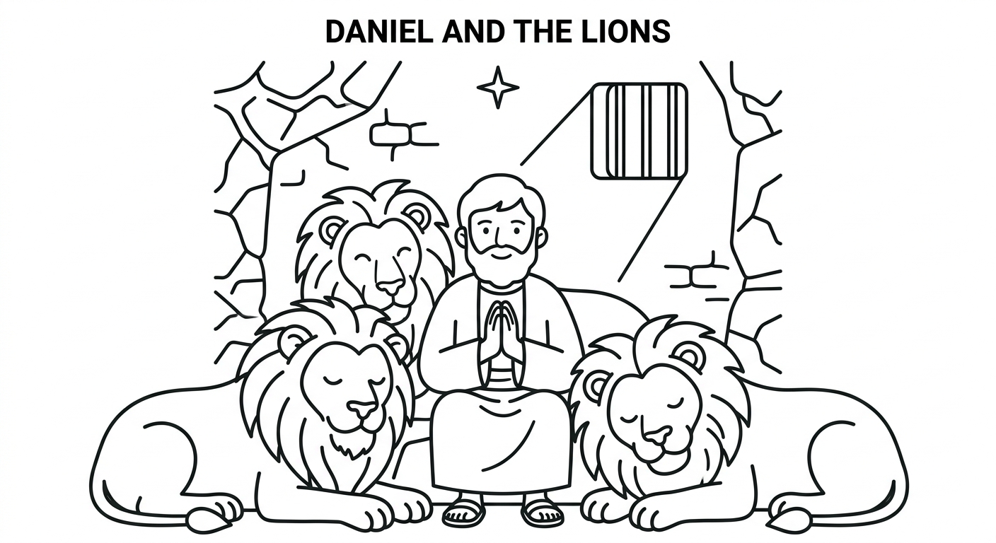 Dibujo para colorear: Daniel en el foso de los leones