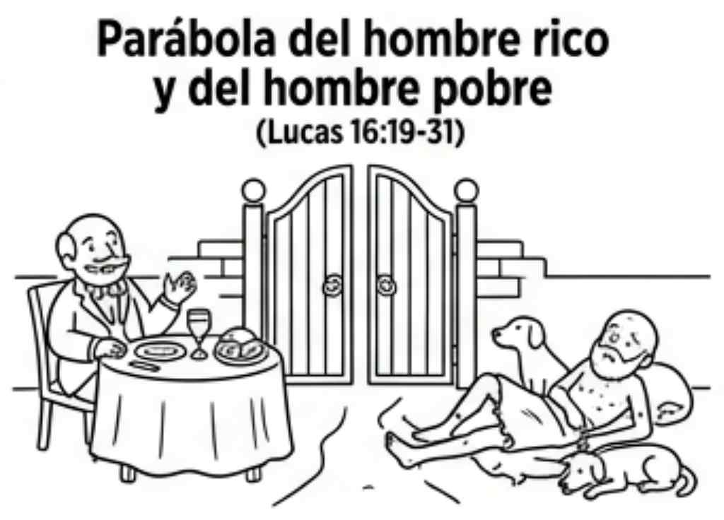 Dibujo para colorear: Parábola del hombre rico y del hombre pobre